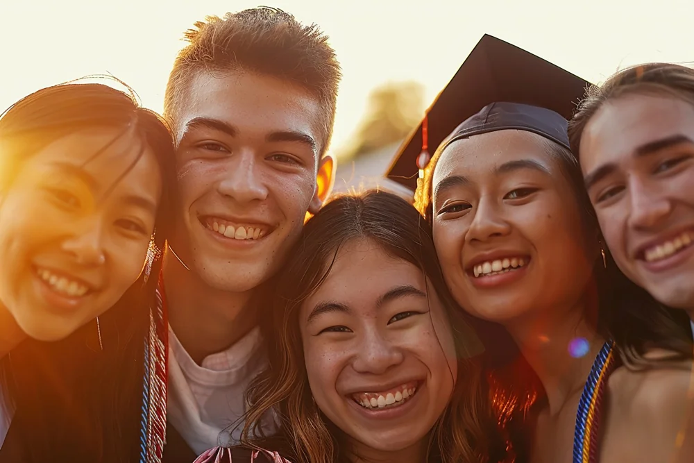 来自不同国家的学生庆祝毕业